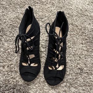 Black Lace-Up Women's Heels